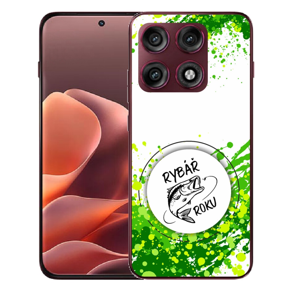 mmCase géltok a Motorola Edge 70 Pro-hoz – „Az év horgásza” fehér háttérrel