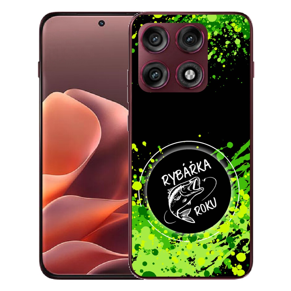 mmCase géltok a Motorola Edge 70 Pro-hoz – „Az év horgásza” fekete háttérrel