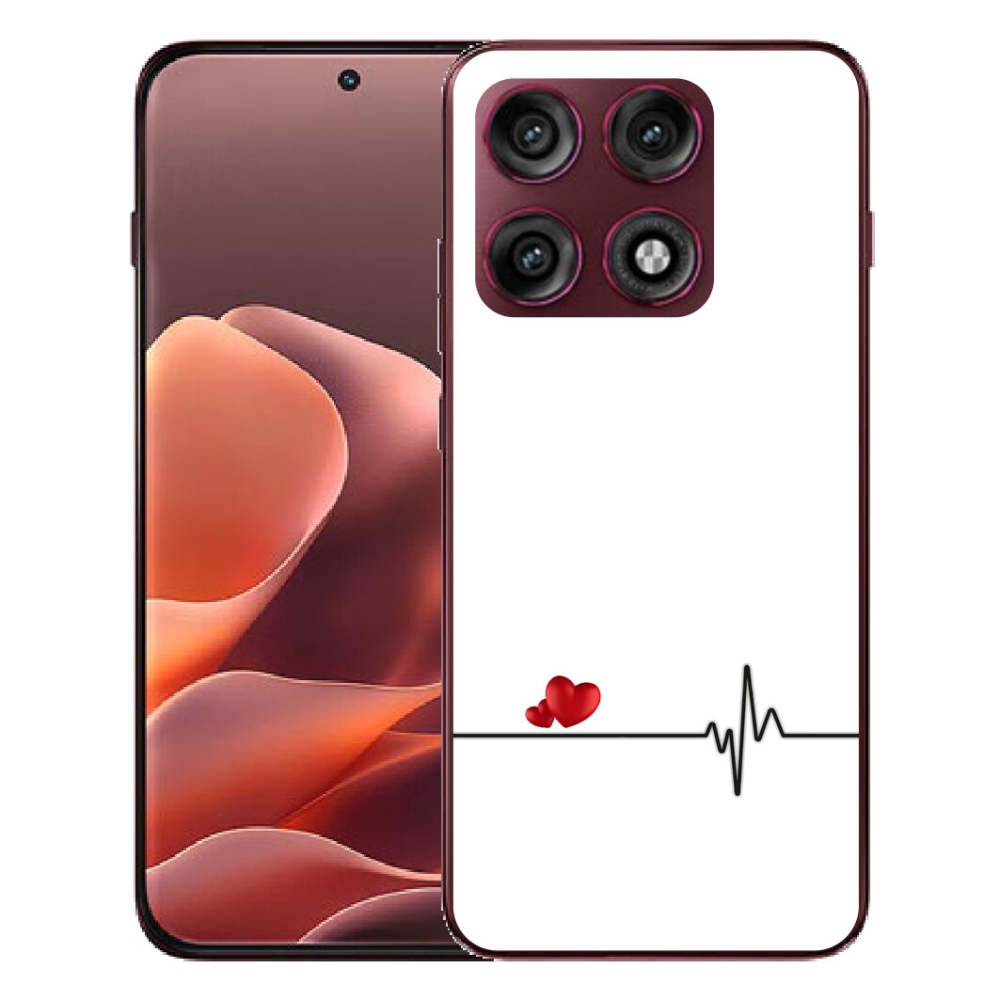 mmCase gélhuzat a Motorola Edge 70 Pro-hoz – szív és pulzus fehér háttérrel