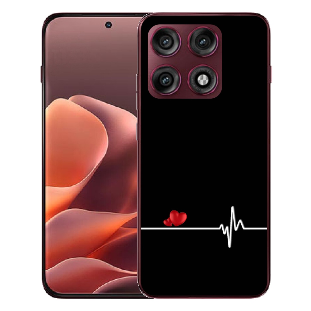 mmCase gél tok a Motorola Edge 70 Pro-hoz – szív és pulzus fekete háttérrel
