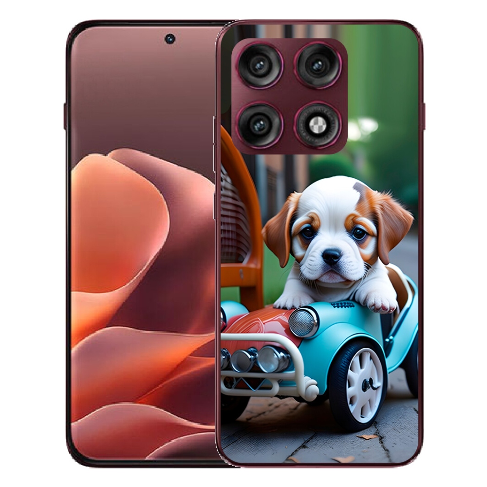 mmCase géltok a Motorola Edge 70 Pro-hoz – kiskutya egy retro autóban