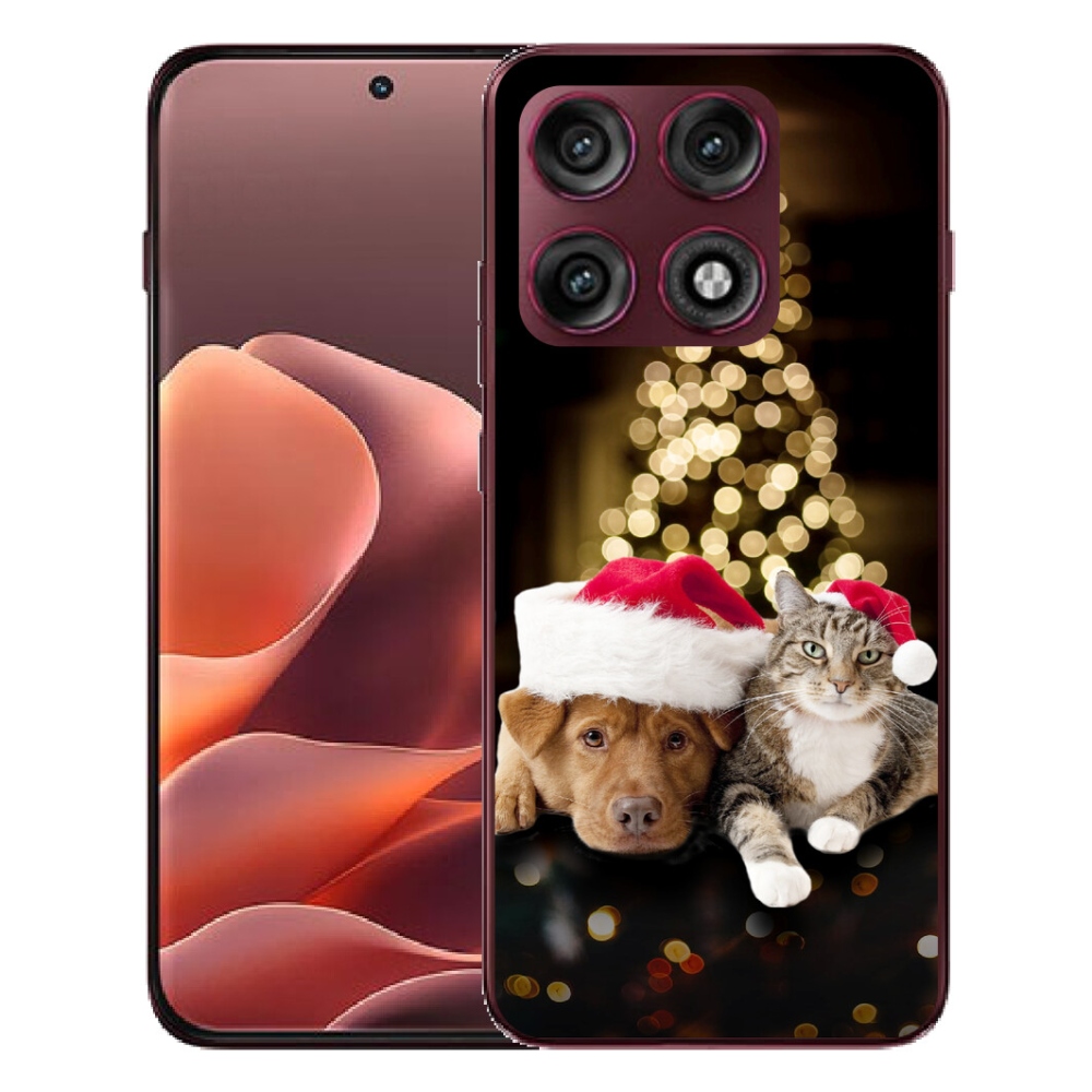 mmCase gél tok a Motorola Edge 70 Pro-hoz – karácsonyi kutya és macska