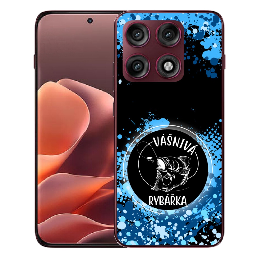 mmCase géltok a Motorola Edge 70 Pro-hoz – szenvedélyes horgász, fekete háttérrel