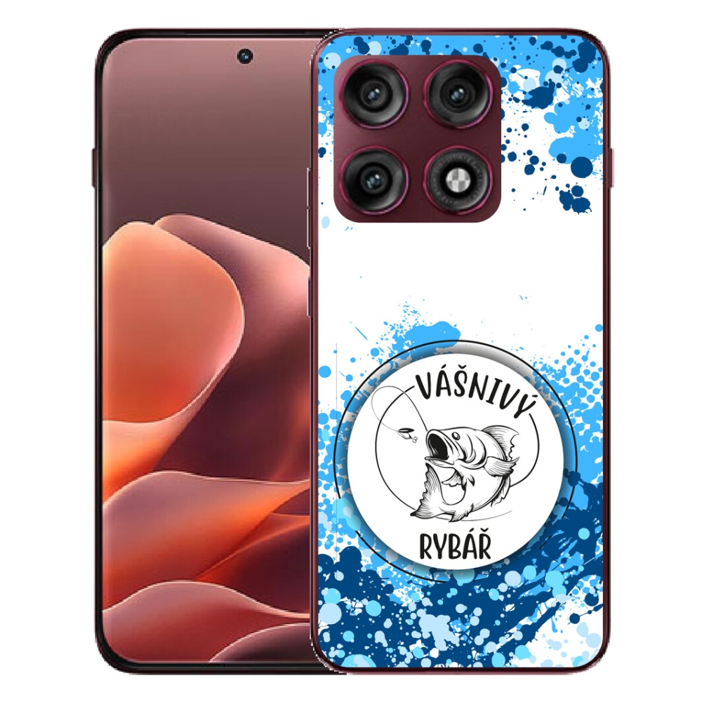 mmCase gél tok a Motorola Edge 70 Pro-hoz – szenvedélyes horgász, fehér háttérrel