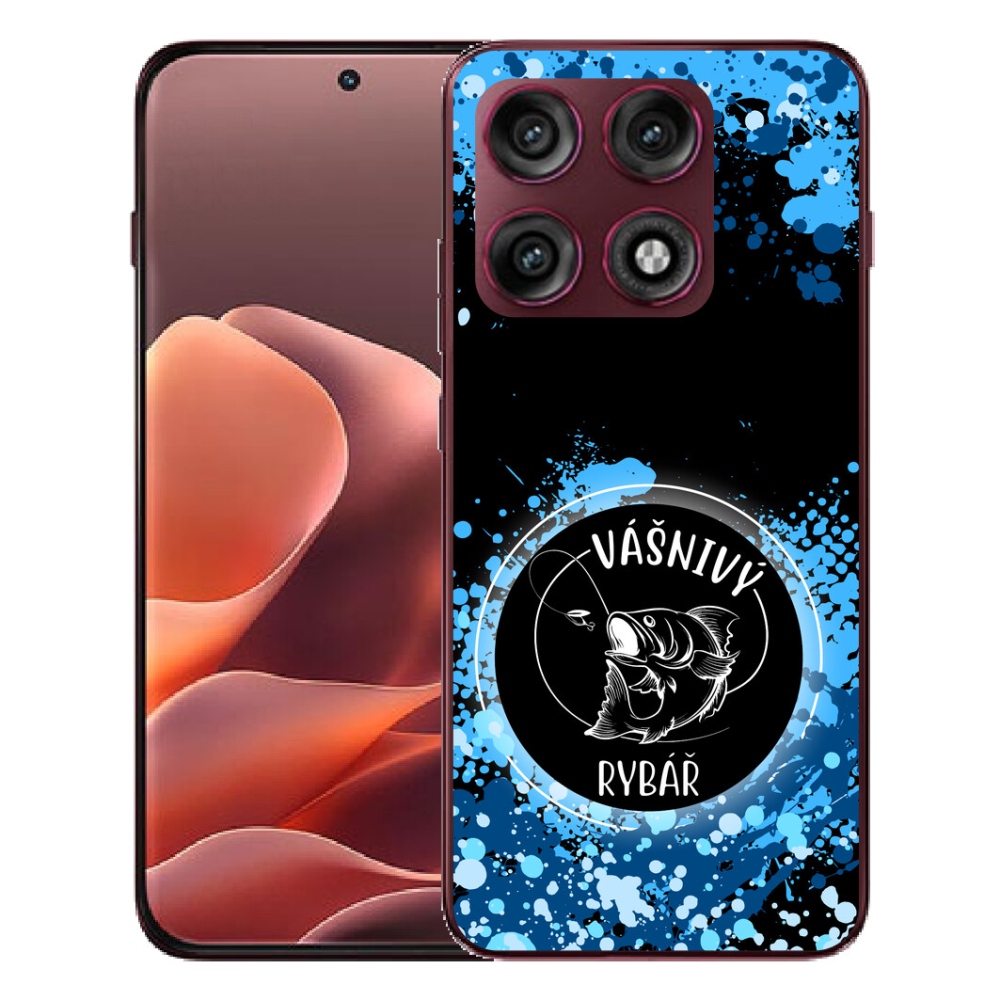 mmCase gél tok a Motorola Edge 70 Pro-hoz – szenvedélyes horgász, fekete háttérrel