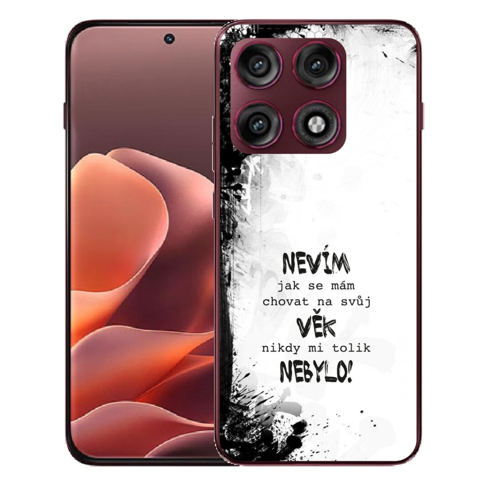 mmCase géltok a Motorola Edge 70 Pro-hoz – vicces felirat, 14, fehér háttér