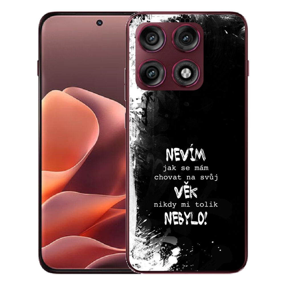 mmCase gél tok a Motorola Edge 70 Pro-hoz – vicces felirat, 14, fekete háttér