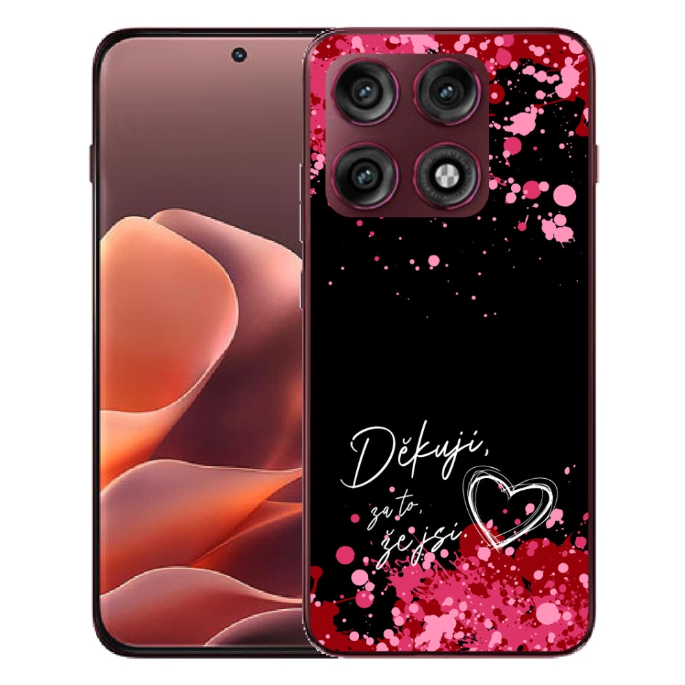mmCase géltok a Motorola Edge 70 Pro-hoz – „In Love” felirat, fekete háttér, 2-es változat