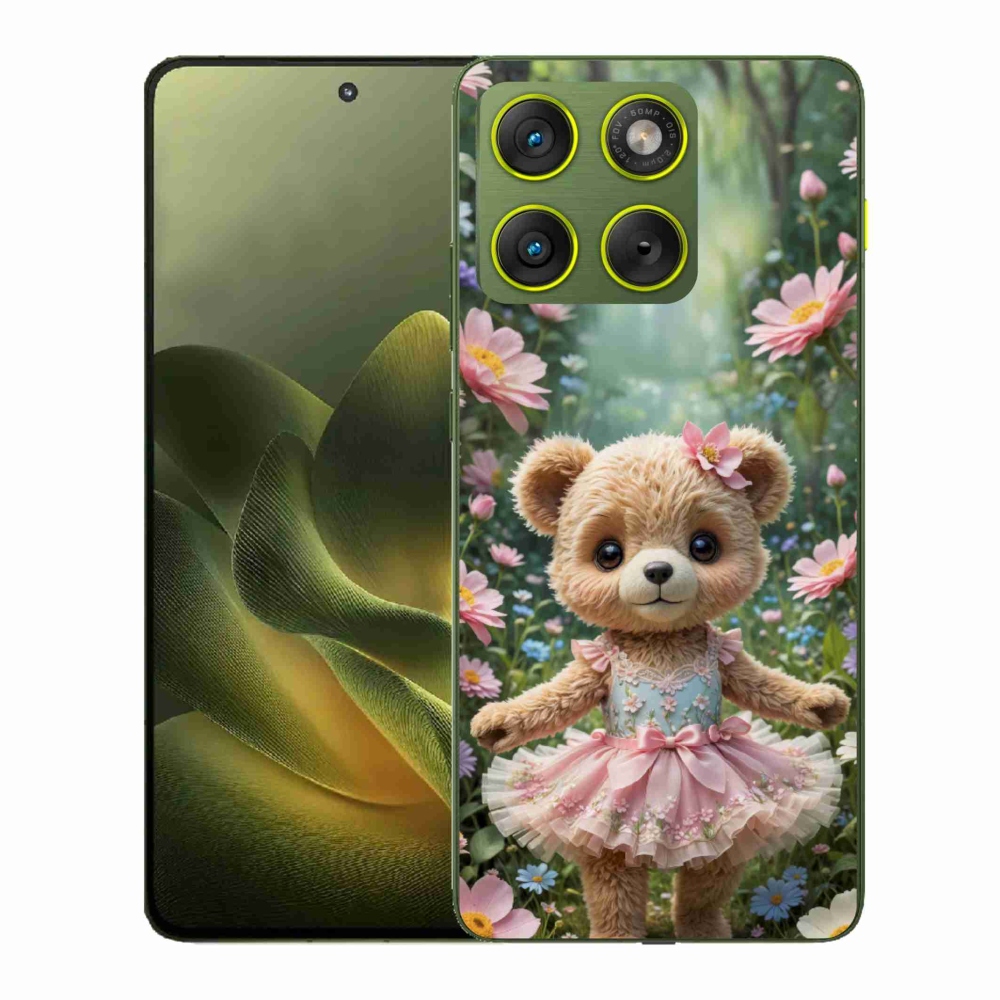 Zselés borítás mmCase a Motorola Edge 70 készülékhez - aranyos virágos mackó