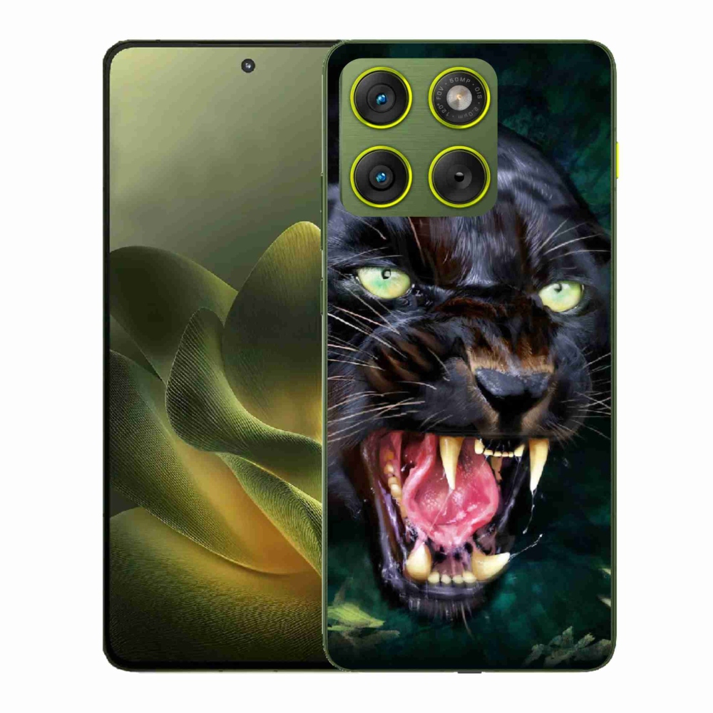 Zselés borítás mmCase a Motorola Edge 70 készülékhez - dühös fekete párduc