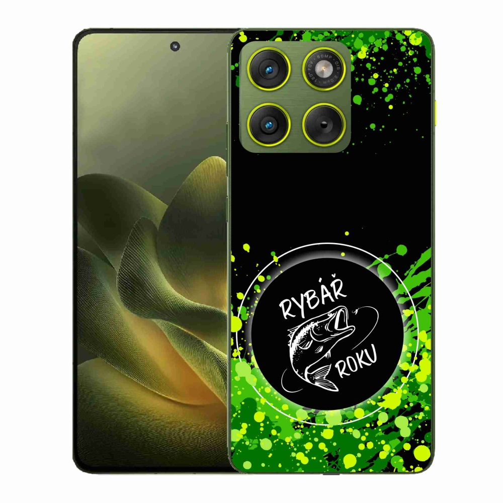 Zselés borító mmCase a Motorola Edge 70-hez - az év horgásza fekete háttérrel