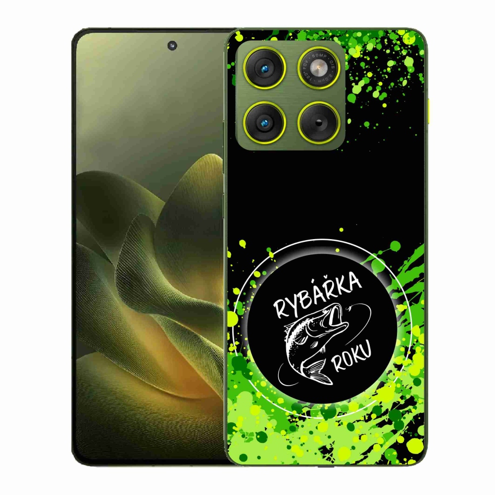 Zselés borító mmCase a Motorola Edge 70-hez - az év horgásza fekete háttérrel