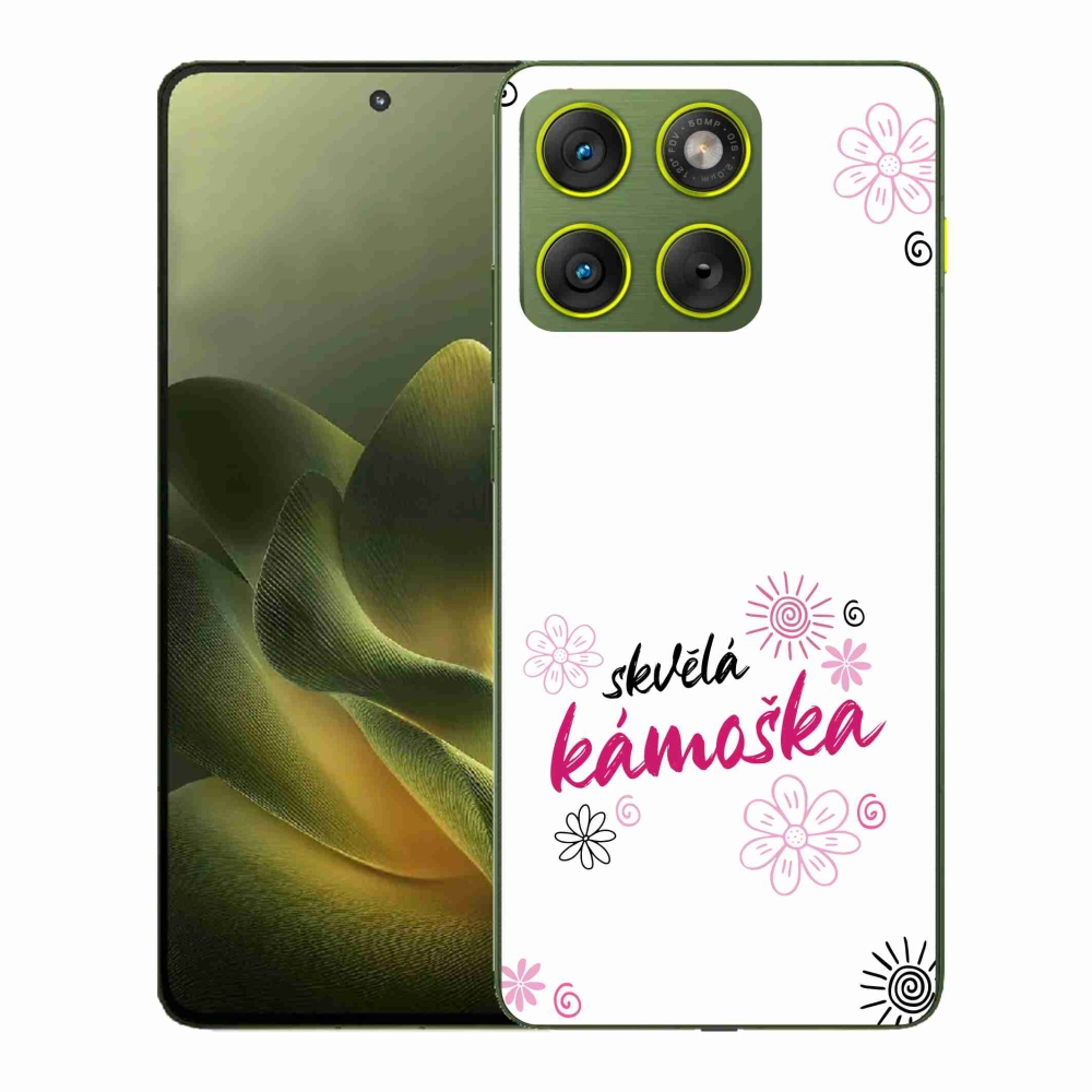 Gél borítás mmCase a Motorola Edge 70-en - nagyszerű haver fehér háttérrel