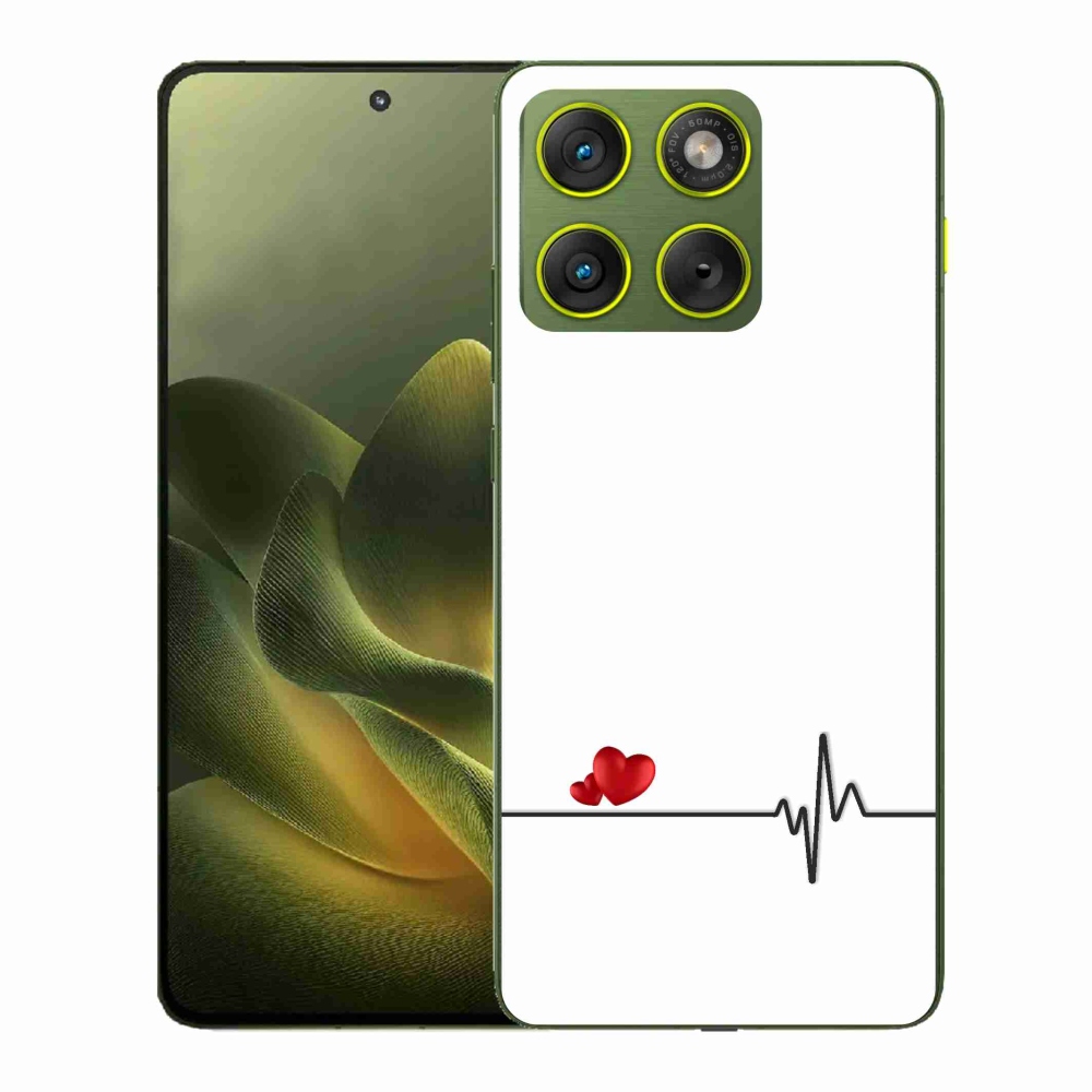 Gél borító mmCase a Motorola Edge 70 készülékhez - szív és szívverés fehér háttérrel