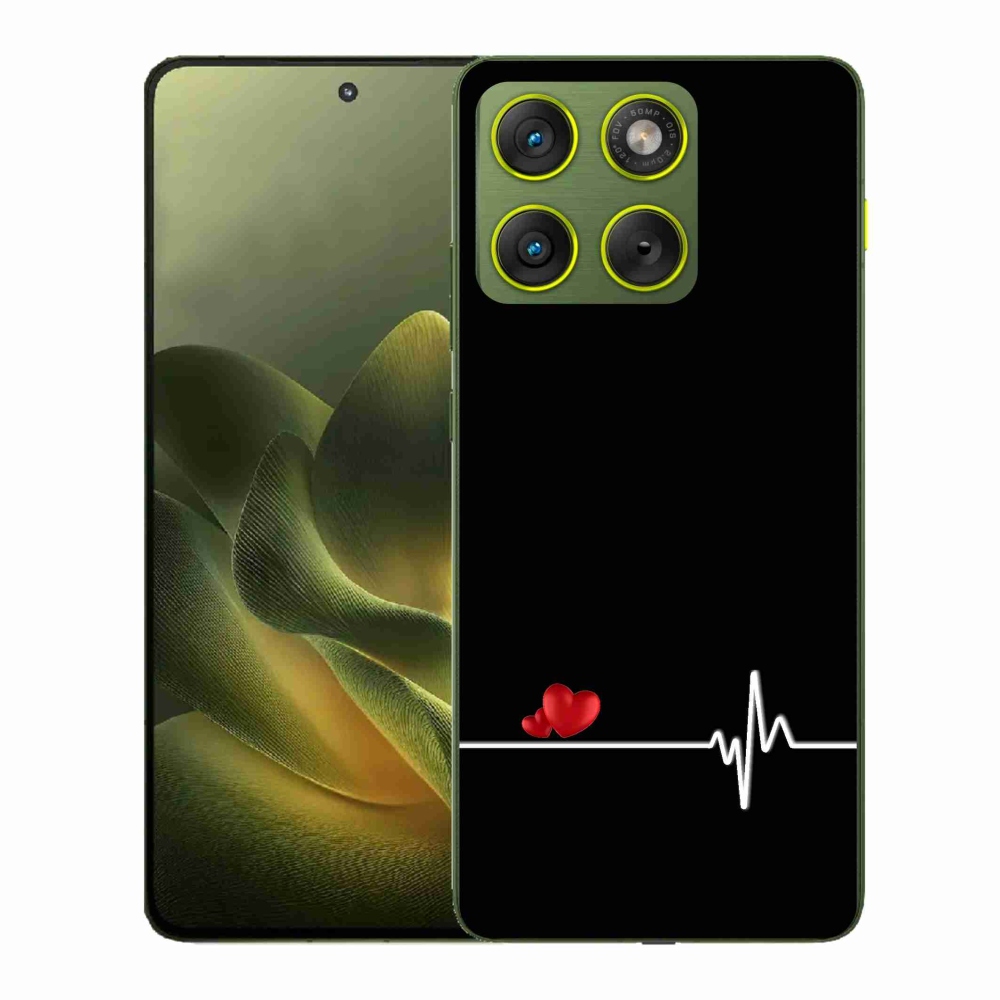 Gél borító mmCase a Motorola Edge 70 készülékhez - szív és szívverés fekete háttérrel