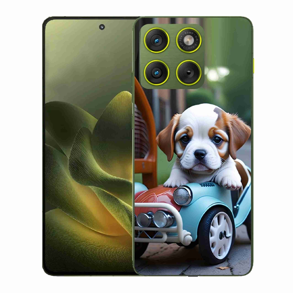 Zselés borítás mmCase a Motorola Edge 70-hez - kiskutya retro autóban