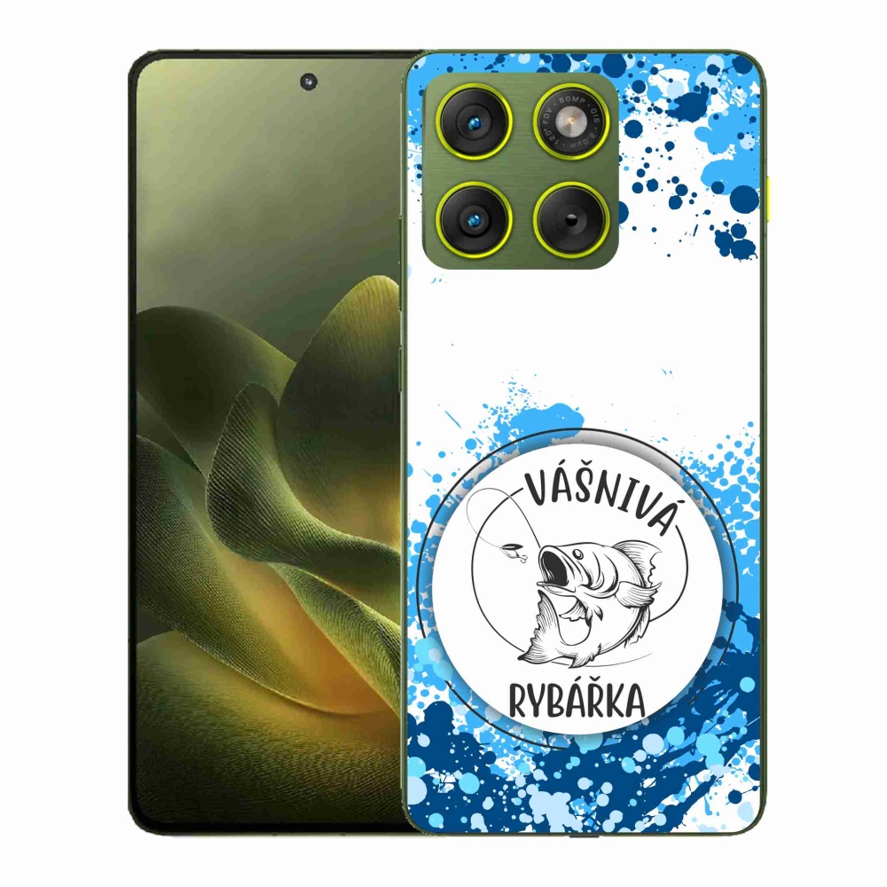Zselés borító mmCase a Motorola Edge 70 készülékhez - szenvedélyes halász fehér háttérrel