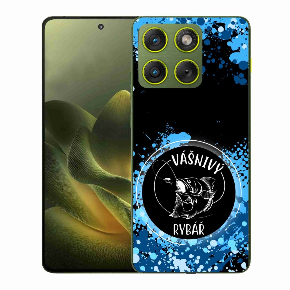 Zselés borító mmCase a Motorola Edge 70 készülékhez - szenvedélyes halász fekete háttérrel
