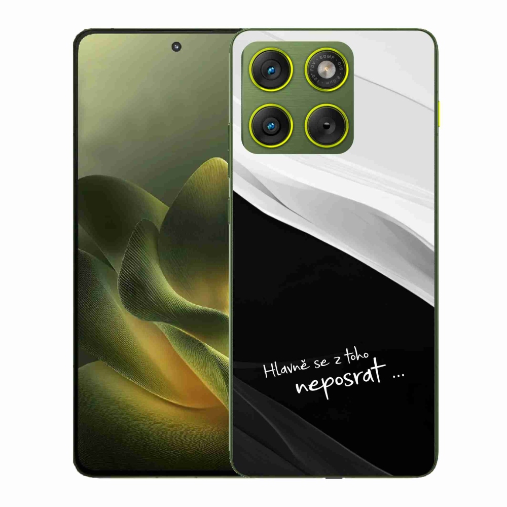 Gél borító mmCase a Motorola Edge 70 készülékhez - vicces szöveg 13 fekete-fehér háttérrel