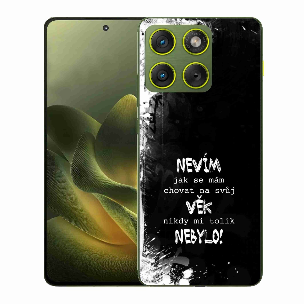 Zselés borító mmCase a Motorola Edge 70 készülékhez - vicces szöveg 14 fekete háttér