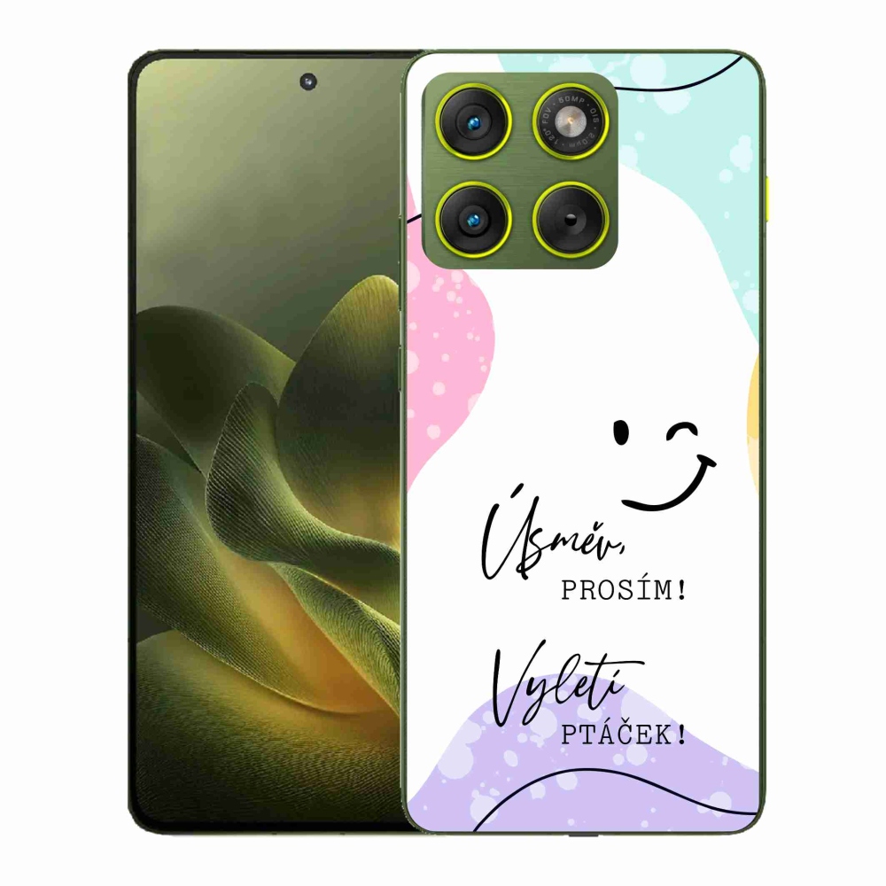 Gél borító mmCase a Motorola Edge 70 készülékhez - vicces szöveg 4 fehér háttér