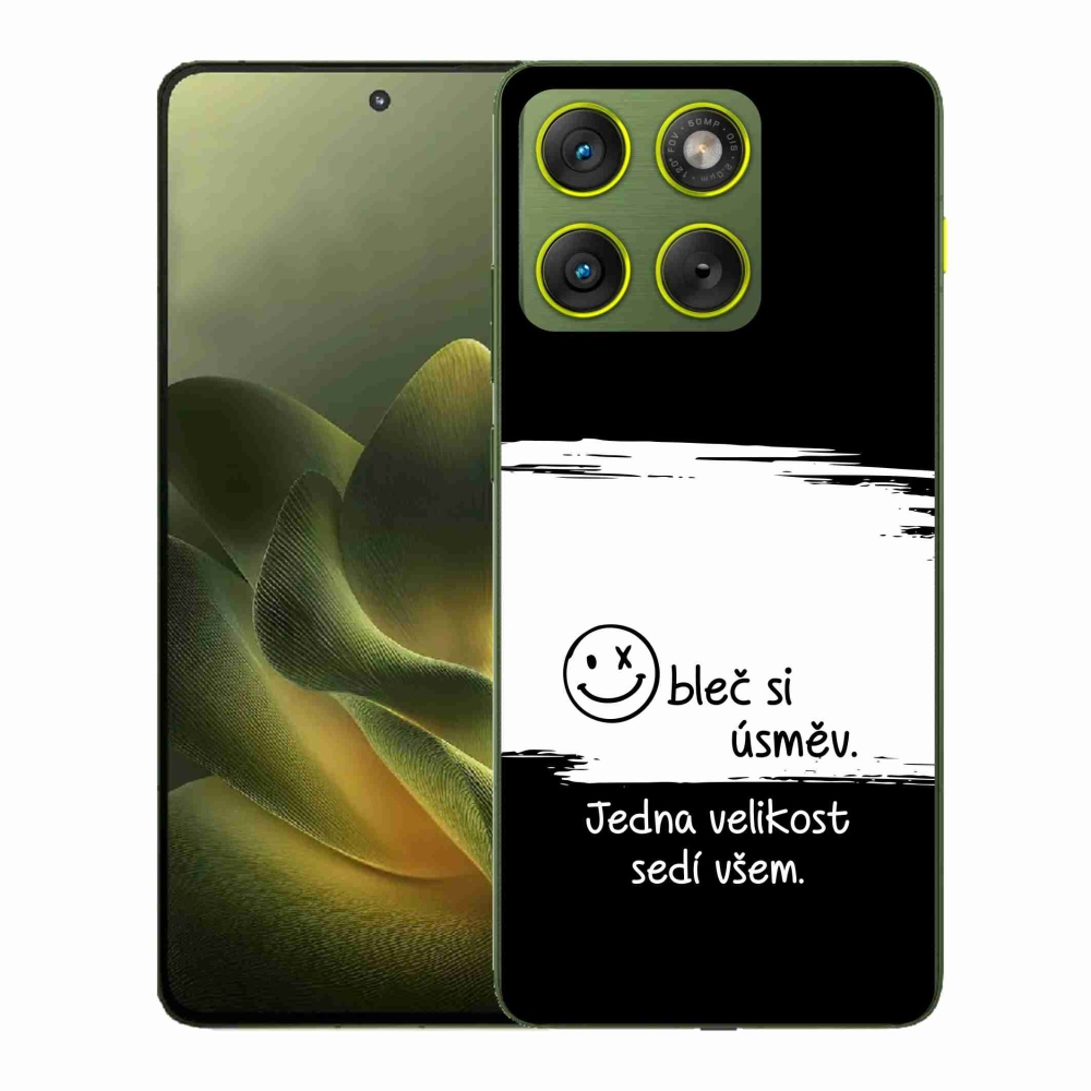 Gél borító mmCase a Motorola Edge 70 készülékhez - vicces szöveg 8 fekete-fehér háttérrel