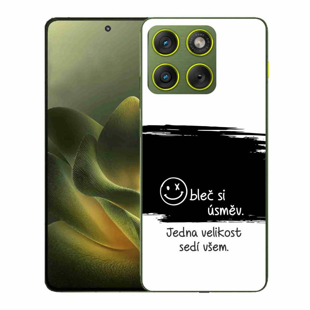 Gél borító mmCase a Motorola Edge 70 készülékhez - vicces szöveg 8 fekete-fehér háttérrel