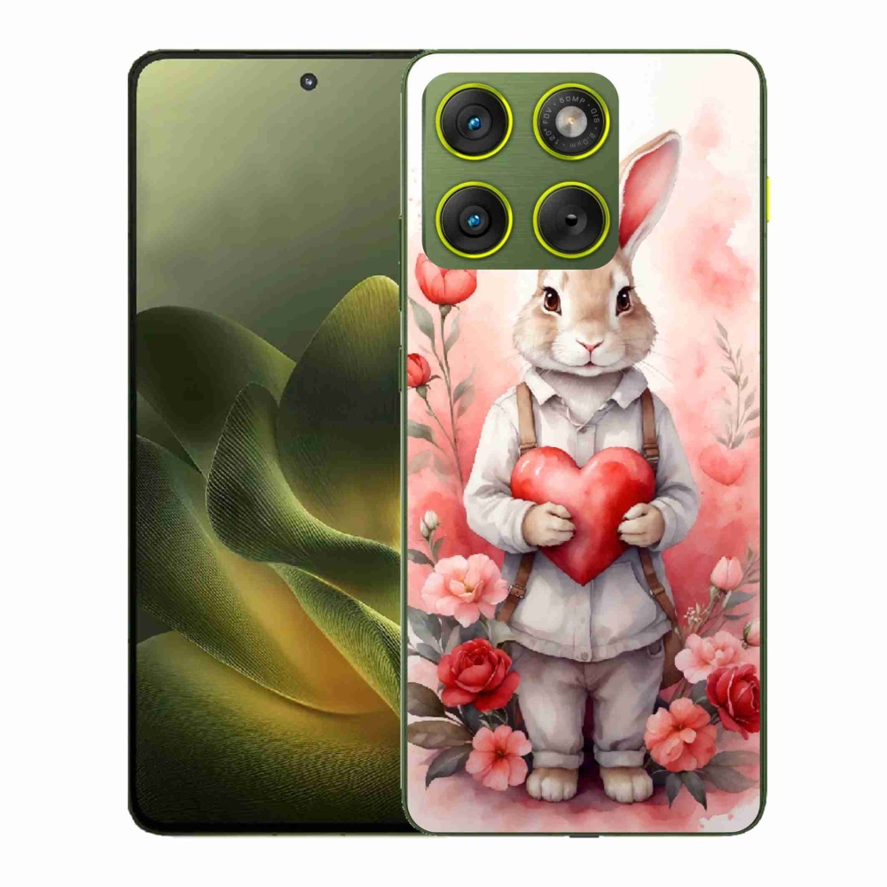 Zselés borítás mmCase a Motorola Edge 70 készülékhez - nyúl szívvel