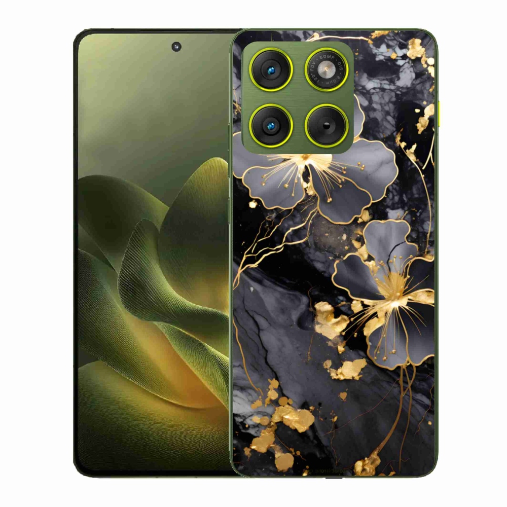 Zselés borítás mmCase a Motorola Edge 70 készülékhez - aranyszínű virágok