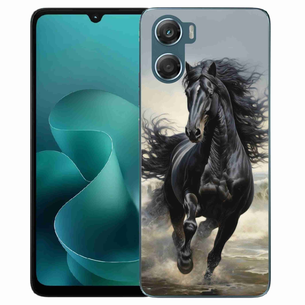 Zselés borítás mmCase a Motorola G06/G06 Power készülékhez - futó fekete ló