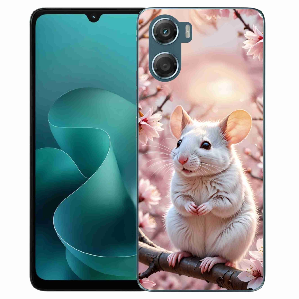 Zselés borítás mmCase a Motorola G06/G06 Power készülékhez - fehér egér az ágon