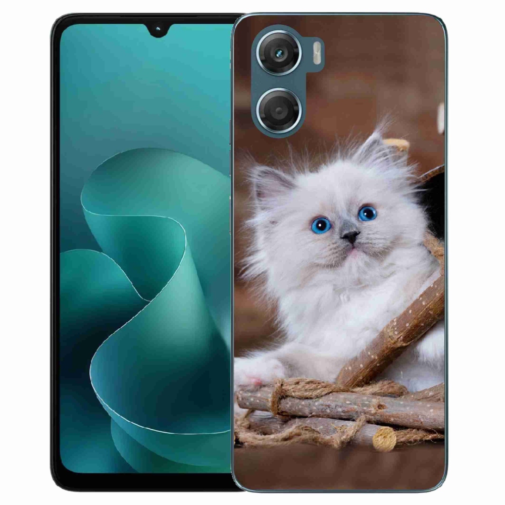Zselés borítás mmCase Motorola G06/G06 Power készülékhez - fehér cica