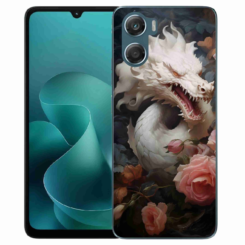 Zselés borítás mmCase a Motorola G06/G06 Power készülékhez - fehér sárkány