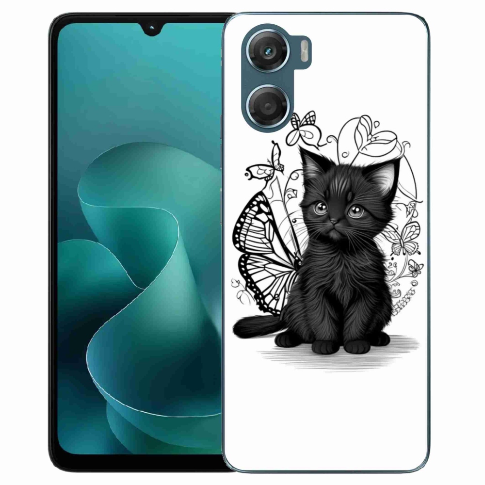 Zselés borítás mmCase a Motorola G06/G06 Power készülékhez - fekete cica