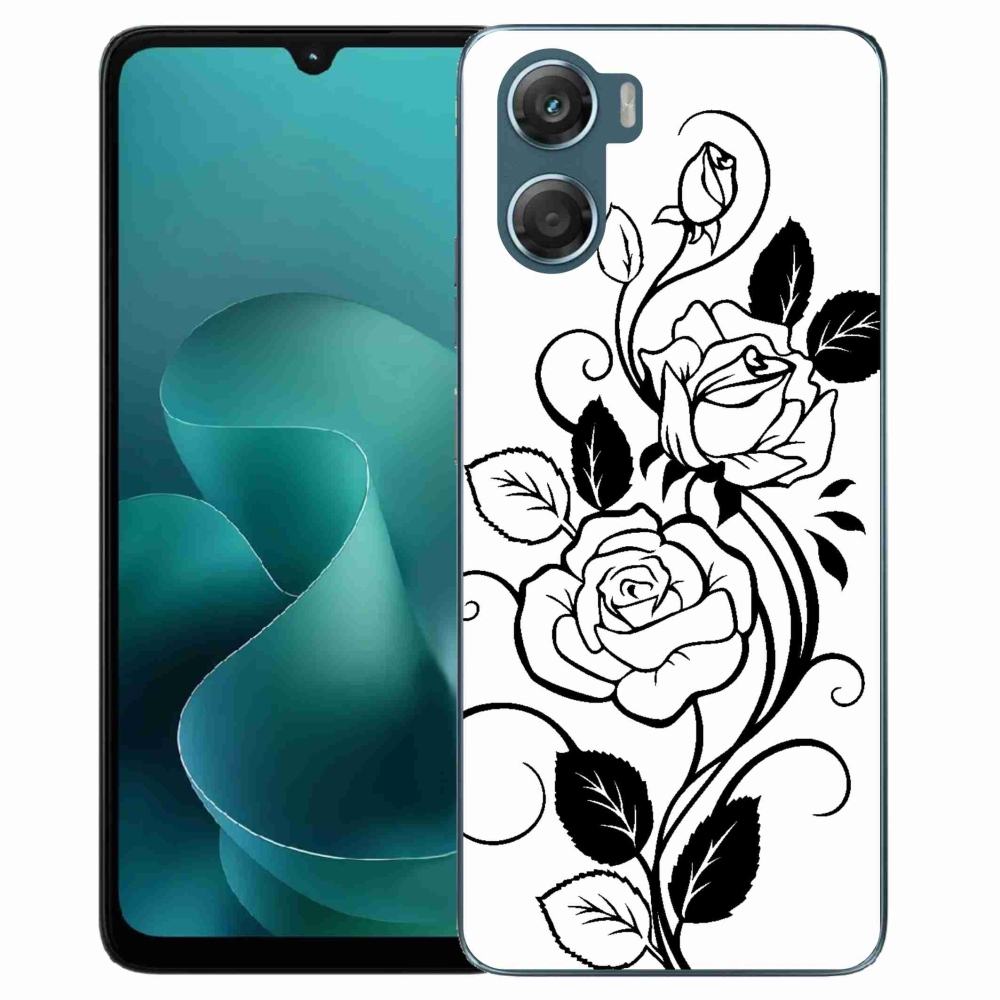 Zselés borítás mmCase a Motorola G06/G06 Power készülékhez - fekete és fehér rózsa