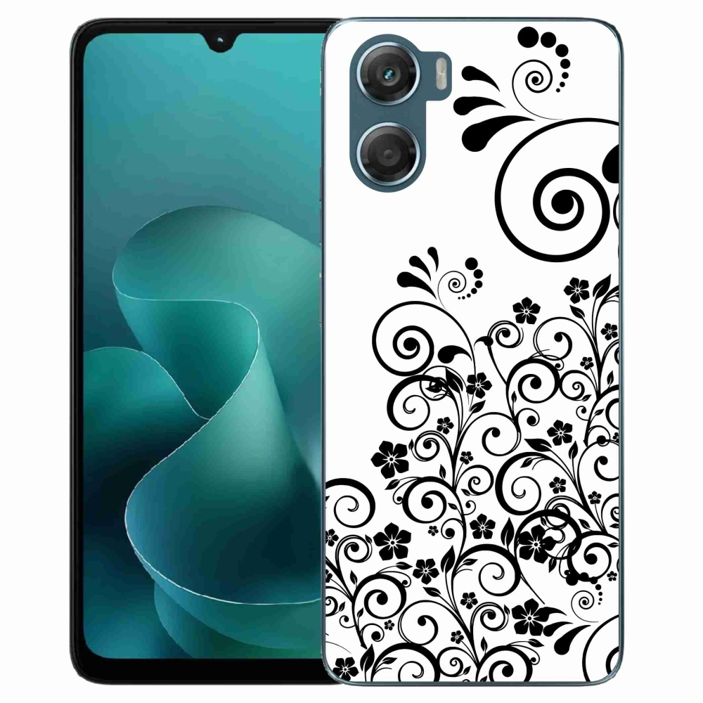 Zselés borítás mmCase a Motorola G06/G06 Power készülékhez - fekete és fehér virágmintás
