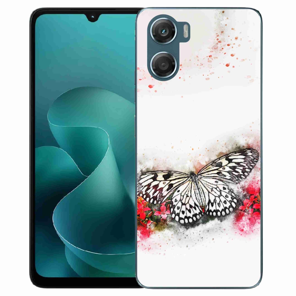 Zselés borítás mmCase a Motorola G06/G06 Power készülékhez - fekete-fehér pillangó