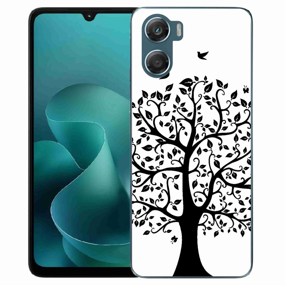 Zselés borítás mmCase a Motorola G06/G06 Power készülékhez - fekete-fehér fa