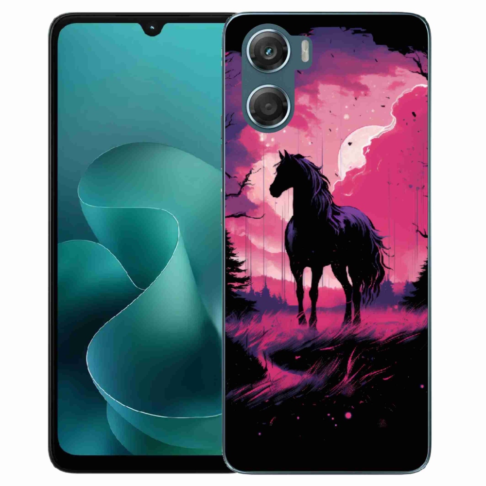 Zselés borítás mmCase a Motorola G06/G06 Power készülékhez - fekete rajzfilm ló 1