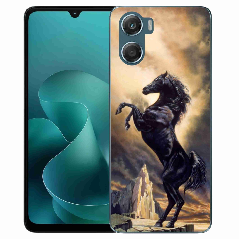 Zselés borítás mmCase a Motorola G06/G06 Power készülékhez - fekete rajzfilm ló