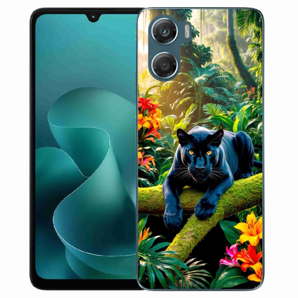 Zselés borítás mmCase a Motorola G06/G06 Power készülékhez - fekete párduc a dzsungelben