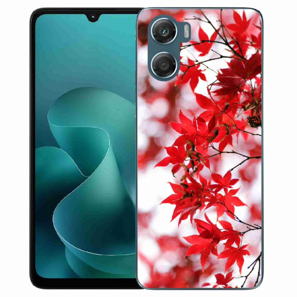 Zselés tok mmCase a Motorola G06/G06 Power készülékhez - piros levelek