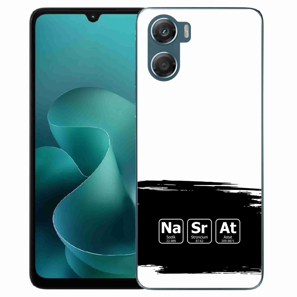 Zselés borítás mmCase a Motorola G06/G06 Power készülékhez - kémiai elemek fekete és fehér háttérrel