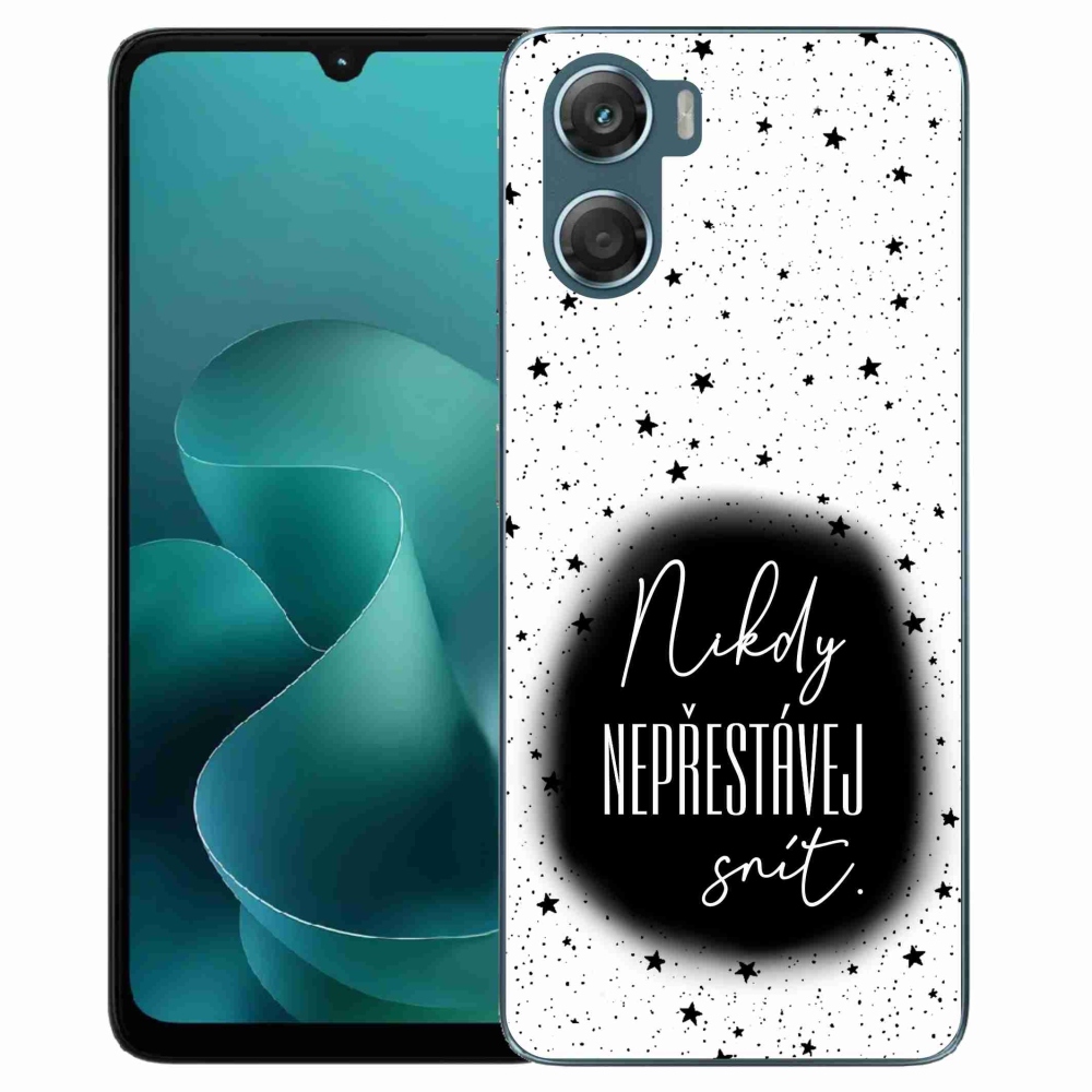 Zselés borítás mmCase a Motorola G06/G06 Power készülékhez - idézet 1 fekete és fehér háttérrel
