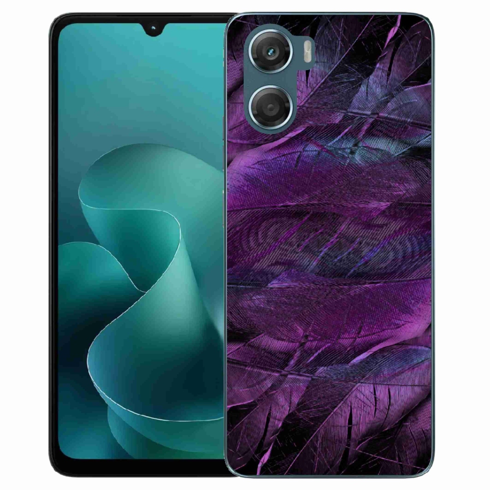 Zselés tok mmCase a Motorola G06/G06 Power készülékhez - lila tollakkal
