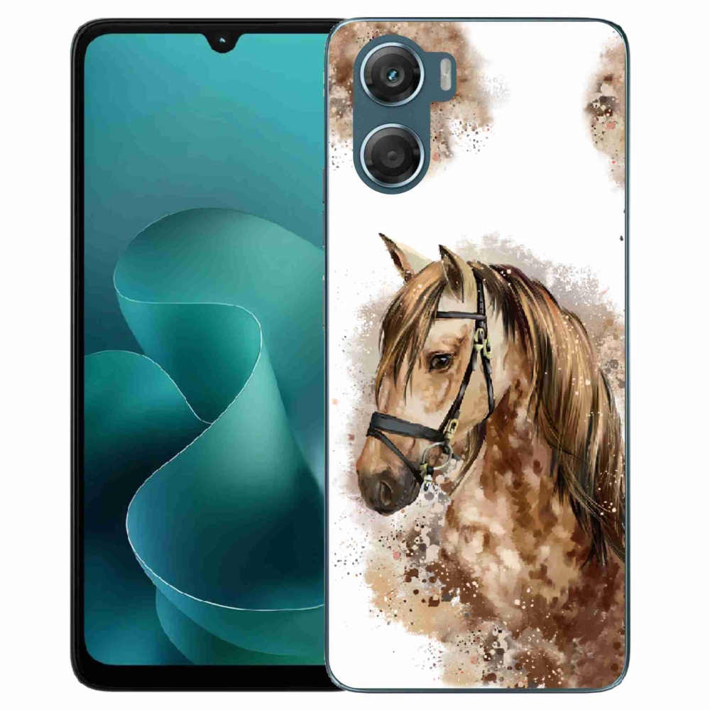Zselés borítás mmCase a Motorola G06/G06 Power készülékhez - barna rajzfilm ló