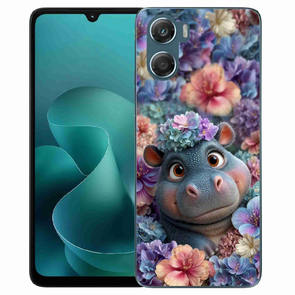 Zselés borítás mmCase a Motorola G06/G06 Power készülékhez - víziló virágokkal