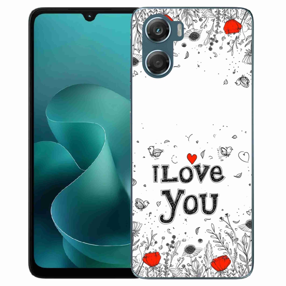 Gél borítás mmCase a Motorola G06/G06 Power készülékhez - I love you fehér háttérrel