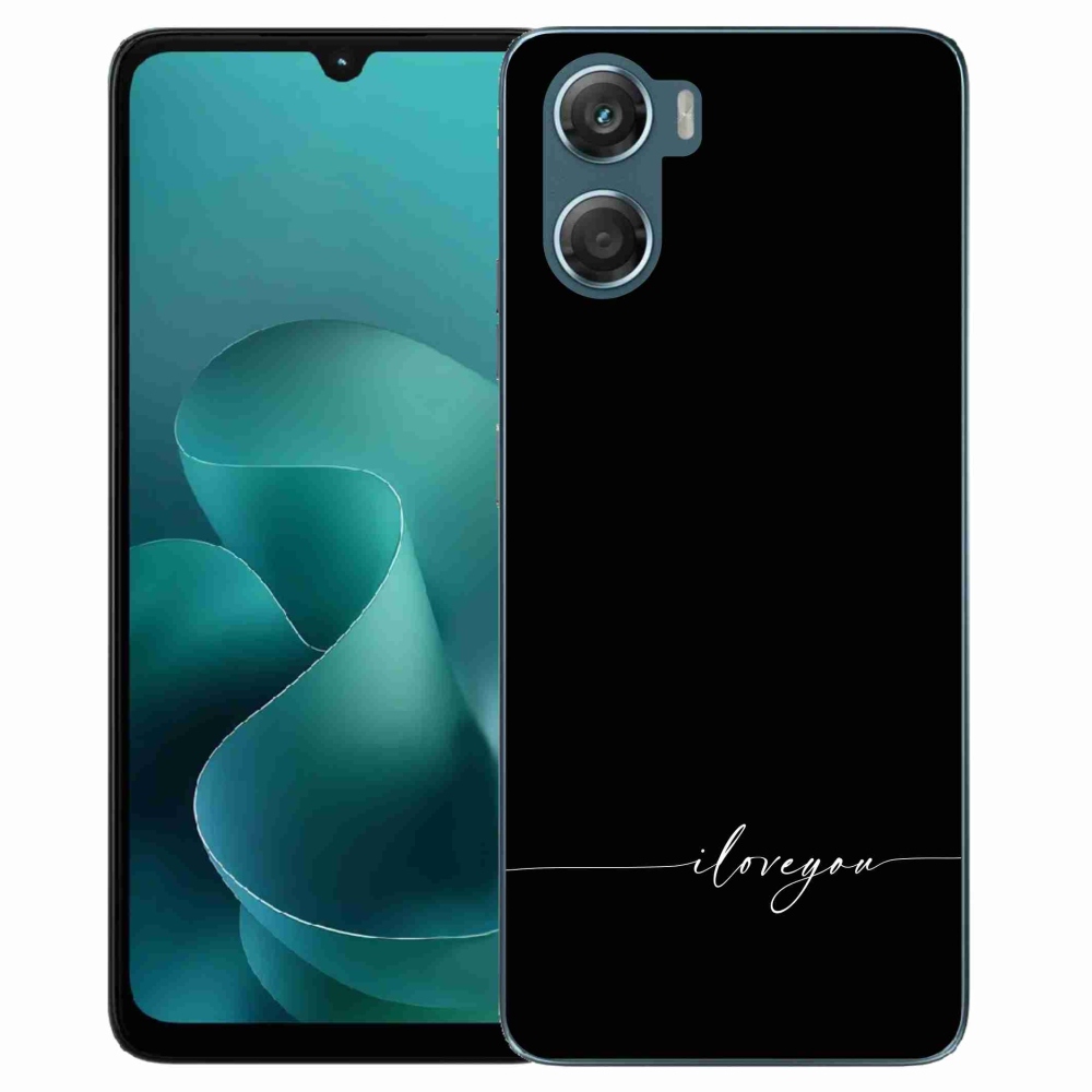 Zselés borítás mmCase a Motorola G06/G06 Power készülékhez - I love you fekete háttérrel