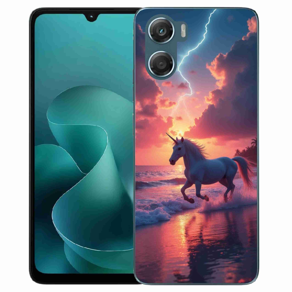 Zselés borítás mmCase a Motorola G06/G06 Power készülékhez - egyszarvú a tengerparton
